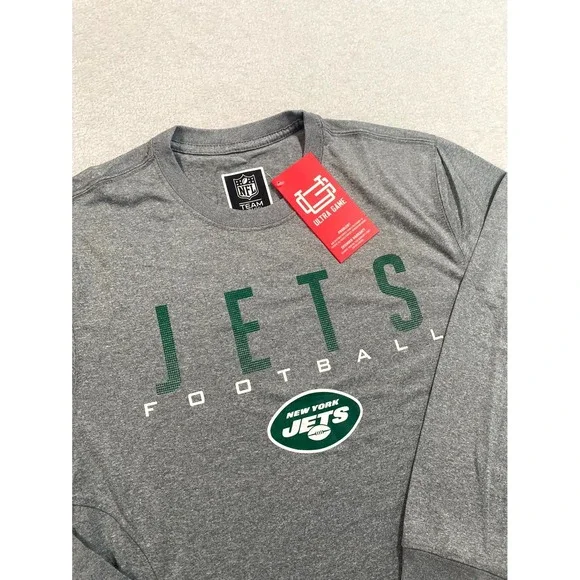 Ultra Game NFL New York Jets Football Team Shirt Mens Medium Heather Gray Logo - Picture 2 of 8